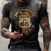 2023 Summer Men's T-shirt Route 666 3D Printed Short Sleeve Fashion Oversized Loose Tops Tees O-Neck Casual Retro Men Clothing - Image 2