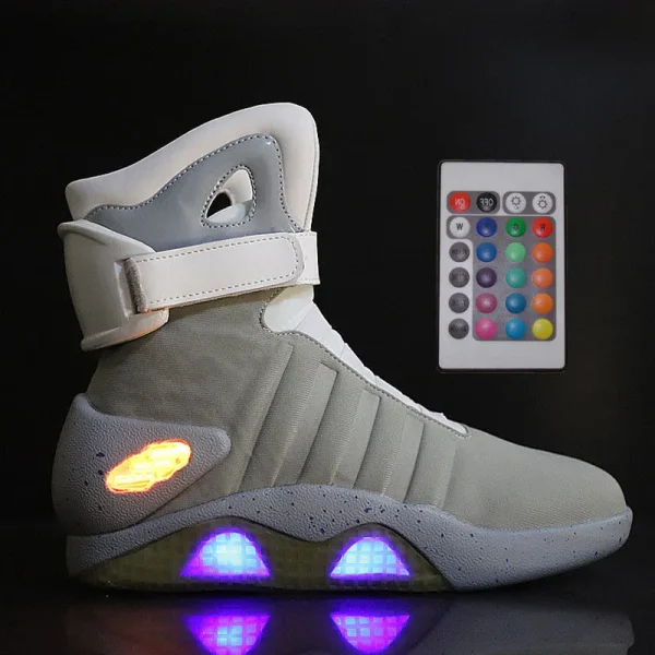 UncleJerry Men Boots Back to Future Adult USB Charging LED Shoes with Remote Control for Men and Women Boots for Party Mag