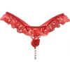 New Pearls Rose Embellishment Thong Embroidery Panries Women's Sexy Ultra-thin G-string Low-waist Beaded Temptation Underwear - Image 5