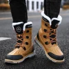 Fashion Men's Winter Boots Warm Fur High-top Snow Boot Men Waterproof Leather Platform Boots Outdoor Non-slip Men Winter Shoes - Image 6