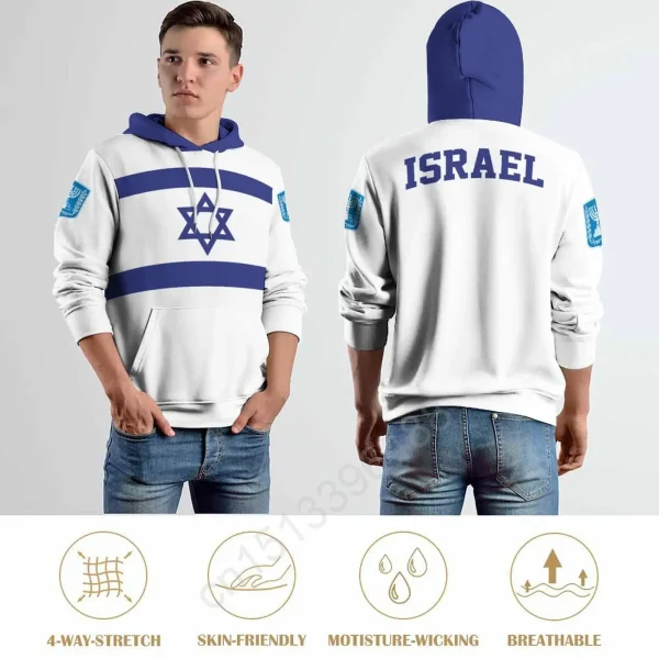 Israel Country Flag 3D Hoodie Polyester Cool Men Women Harajuku Sweatshirt Unisex Casual Pullover Hoodies Custom Name