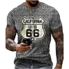 2023 Summer Men's T-shirt Route 666 3D Printed Short Sleeve Fashion Oversized Loose Tops Tees O-Neck Casual Retro Men Clothing - Image 3