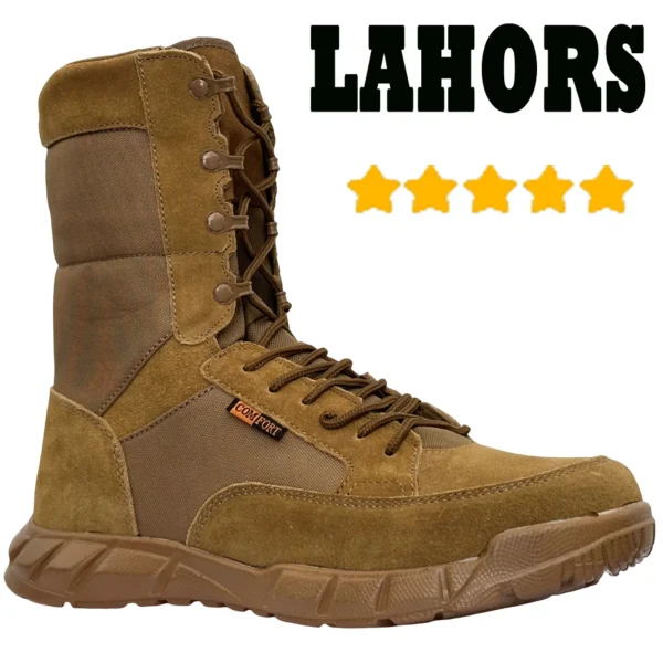 LAHORS Super Lightweight Man Tactical Boots With Zip Combat Training Lace Up Waterproof Outdoor Hiking Breathable Shoes