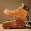 Boots Men High Top Boots Men's Leather Shoes Winter Fashion Plush Warm Shoes Outdoor Sneakers Lace Up Non-Slip Ankle Boots Male - Image 2