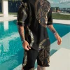 New T-shirt Shorts 2 Piece Suit Summer Tracksuit Set Short Sleeve Animal Tiger Printed Oversized Men's Trend Casual Beach Style - Image 2