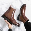 Luxury Genuine Leather Designer Dress 37~46 Couple Business Formal Chelsea Ankle Boots for Men Fashion Casual Man Shoes Footwear - Image 3