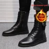 Men Boots Increasd Ankle Boots Metal Side Zipper Men's Boots British Male Motorcycle Boots Quality Mid-Carf Cotton Winter Shoes - Image 2