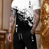 Tiger Pattern T-shirt + Shorts 2 Piece Sports Outfit - Image 2