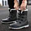 Fashion Men's Winter Boots Warm Fur High-top Snow Boot Men Waterproof Leather Platform Boots Outdoor Non-slip Men Winter Shoes - Image 4