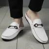 New Men's Loafers Fashion Genuine Leather Slip On Casual Shoes Luxury Brand Breathable Half Shoes for Men Driving Moccasins 2024 - Image 3