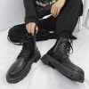 Men Trend Boots Outdoor Fashion Sneakers High Top Motorcycle Punk Shoes Mens Casual PU Leather Street Style New Male Ankle Boots - Image 2