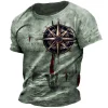 New Vintage Men's T -Shirt Navigation Compass 3d Print Short -Sleeved T -Shirt Summer Fashion British Men's Clothing Streetwear - Image 3