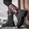 Winter High Heel Men Boots Casual Fashion Punk Motorcycle Boots Lace-up Leather High Black Biker Solid Boot Military Men Shoes - Image 5