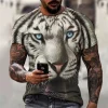 Men's T-Shirt Vintage 3d Animal T-Shirt Fierce Tiger Print Tee Summer Short-Sleeve T Shirts Oversized Clothing Male Pullover Top - Image 5