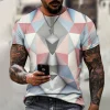 Fashion Hip Hop T-shirt Harajuku Street 3D Diamond Print Pattern Men's Summer Leisure Sports Clothing Top Short Sleeve T-shirt - Image 5