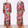 Plus Size Women’s Summer Loose Kimono Maxi Dress Wrap V Neck 3/4 Sleeve Floral Print Slit Long Dresses - Image 5