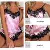 Two Piece Women's V-Neck Sexy Lace Suspender Pajama Shorts Set Casual Women's Sleeveless Sexy Pajama Set - Image 4